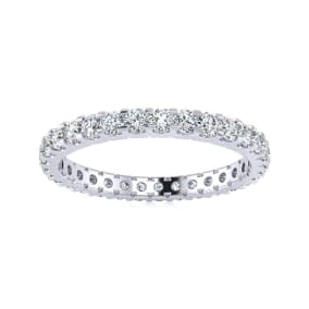 Eternity Ring Size 5.5 1 Carat Round Moissanite Eternity Ring In 14 Karat White Gold