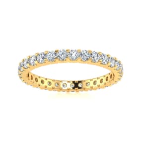 Eternity Ring Size 8.5 1 Carat Round Moissanite Eternity Ring In 14 Karat Yellow Gold