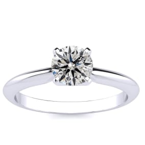 3/4 Carat Diamond Round Engagement Rings In 14K White Gold