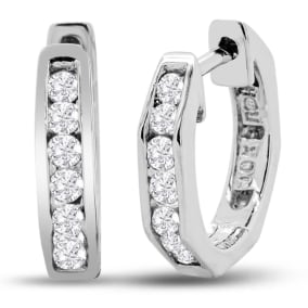 Previously Owned 1/4ct Huggy Style Diamond Earrings in 10k White Gold