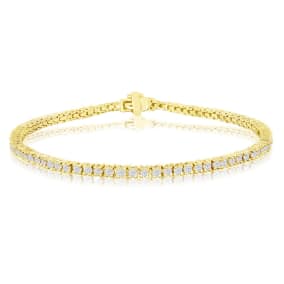 1.83 Carat Natural Diamond Tennis Bracelet In 14 Karat Yellow Gold, 6 1/2 Inches