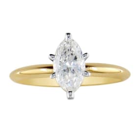 1/3 Carat Natural Marquise Diamond Solitaire Ring In 14K Yellow Gold