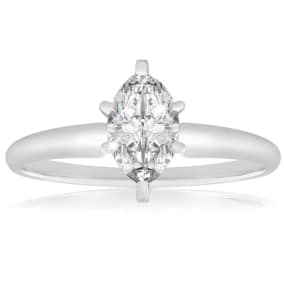 1/2 Carat Natural Marquise Diamond Solitaire Ring in 14K White Gold