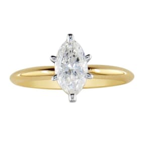 1/2 Carat Natural Marquise Diamond Solitaire Ring In 14K Yellow Gold