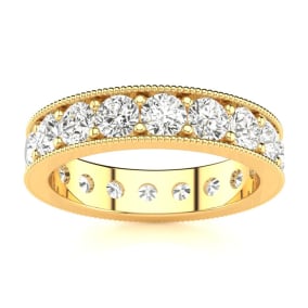 Eternity Ring Size 6.5 2 Carat Natural Round Diamond Milgrain Eternity Ring In 14 Karat Yellow Gold
