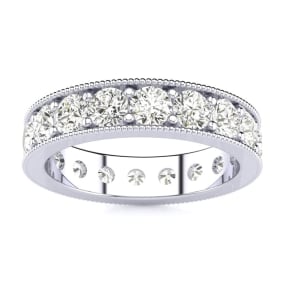 Eternity Ring Size 6.5 2 Carat Natural Round Diamond Milgrain Eternity Ring In 14 Karat White Gold