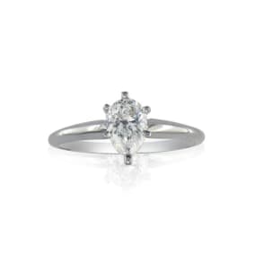 Cheap Engagement Rings, 1/2ct Pear Diamond Solitaire Ring in 14k White Gold. Bargain!