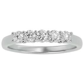 1/2 Carat Five Diamond Wedding Band In White Gold