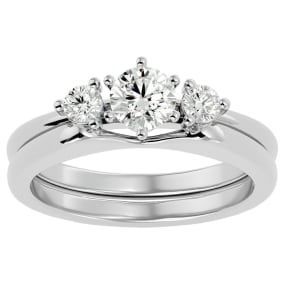 1/2 Carat Diamond Solitaire Ring With Enhancer In 14 Karat White Gold