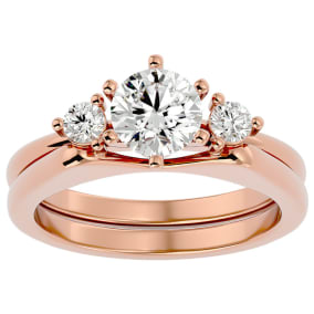 1 Carat Diamond Solitaire Ring With 1/5 Carat Enhancer In 14 Karat Rose Gold
