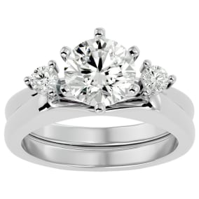 2 Carat Moissanite Solitaire Ring With 1/5 Carat Enhancer In 14 Karat White Gold