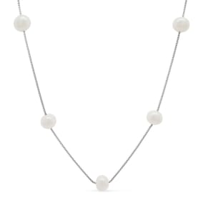 Freshwater Cultured Pearls By The Yard Necklace In Sterling Silver, 17 Inches.  Really Beautiful And High Quality!