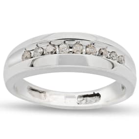 Previously Owned 1/8 Carat Channel Set Diamond Band Ring In 14 Karat White Gold, Size 7