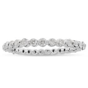 Previously Owned 3/4 Carat Diamond Common Prong Eternity Ring In 14 Karat White Gold, Size 7