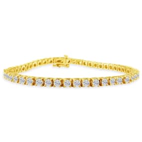 5 Carat Diamond Tennis Bracelet In 14 Karat Yellow Gold, 7 Inches. Fantastic Classic Beautiful Diamond Bracelet!