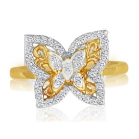 1/4ct Diamond Butterfly Ring in 10k Yellow Gold