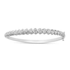 Previously Owned 1 1/2 Carat Diamond Bangle Bracelet In 14 Karat White Gold, 7 Inches