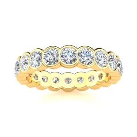 Eternity Ring Size 8 2.85 Carat Natural Round Diamond Bezel Set Eternity Ring In 14 Karat Yellow Gold