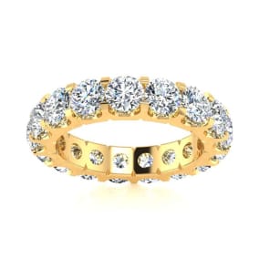 Eternity Ring Size 5.5 4 Carat Round Moissanite Eternity Ring In 14 Karat Yellow Gold