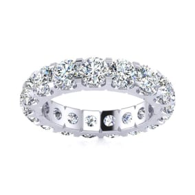 4 Carat Round Diamond Eternity Ring In 14 Karat White Gold, Ring Size 5