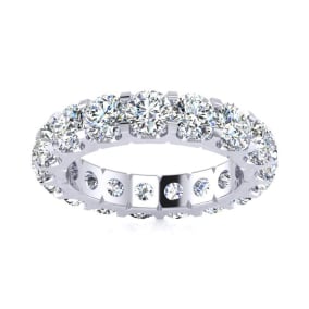 4 Carat Round Diamond Eternity Ring In 14 Karat White Gold, Ring Size 7