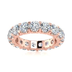 2.80 Carat Round Diamond Comfort Fit Eternity Ring In 14 Karat Rose Gold, Ring Size 5