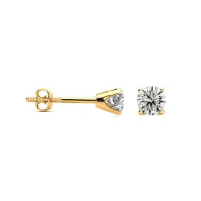 1/3 Carat Colorless Diamond Stud Earrings In Yellow Gold. New Item, Amazing Price!