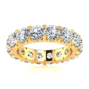3 1/2 Carat Round Moissanite Comfort Fit Eternity Band In 14 Karat Yellow Gold, Ring Size 5