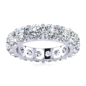 5 Carat Round Moissanite Eternity Ring In Platinum, Ring Size 6