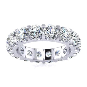 3 1/2 Carat Round Diamond Comfort Fit Eternity Ring In 14 Karat White Gold, Ring Size 5