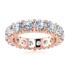 3 1/2 Carat Round Diamond Comfort Fit Eternity Ring In 14 Karat Rose Gold, Ring Size 5