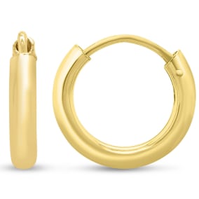 12x2.25MM Endless Hoop Earrings In 14 Karat Yellow Gold Over Sterling Silver