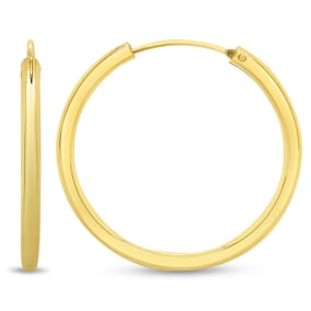 28x2.25MM Endless Hoop Earrings In 14 Karat Yellow Gold Over Sterling Silver