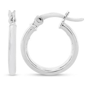 14MM Classic Hoop Earrings In Sterling Silver