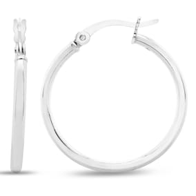 Perfect 1 Inch Classic Hoop Earrings In Sterling Silver.  Wear These Every Day!