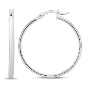 30MM Classic Hoop Earrings In Sterling Silver