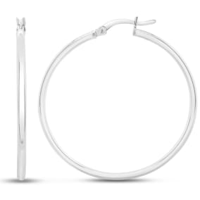 40MM Classic Hoop Earrings In Sterling Silver