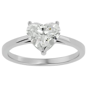 1.41 Carat Heart Shape Diamond Solitaire Ring In 14 Karat White Gold