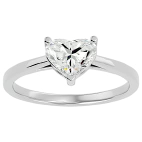 1.42 Carat Heart Shape Diamond Solitaire Ring In 14 Karat White Gold