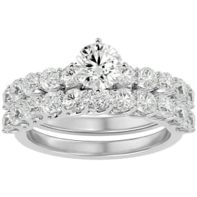2 1/2 Carat Round Shape Diamond Bridal Set In 14 Karat White Gold
