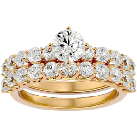 2 1/2 Carat Round Shape Diamond Bridal Set In 14 Karat Yellow Gold