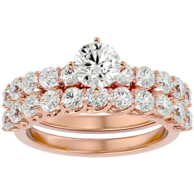 2 1/2 Carat Round Shape Diamond Bridal Set In 14 Karat Rose Gold