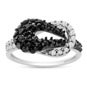 0.61 Carat Black and White Diamond Cocktail Ring In Sterling Silver