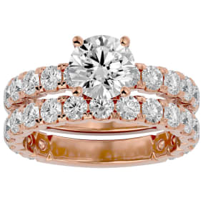 3 1/2 Carat Round Diamond Bridal Set In 14 Karat Rose Gold