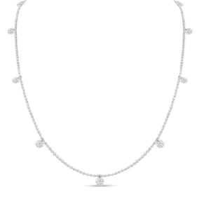 1 1/3 Carat Diamond Raindrops Necklace In 14 Karat White Gold, 16-18 Inches