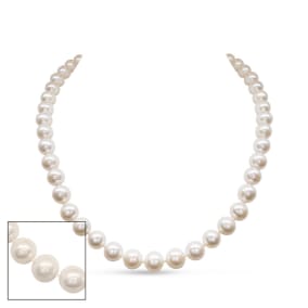 16 inch 8mm AA+ Pearl Necklace With 14K Yellow Gold Clasp
