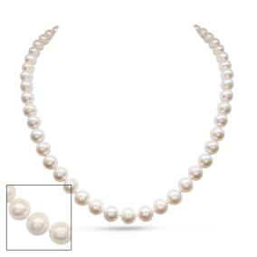 18 inch 8mm AA+ Pearl Necklace With 14K Yellow Gold Clasp
