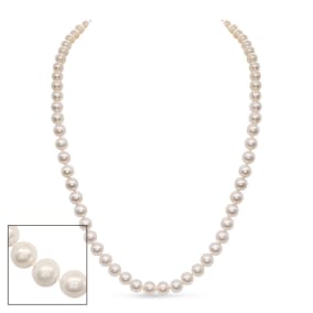 24 inch 8mm AA+ Pearl Necklace With 14K Yellow Gold Clasp
