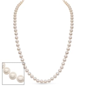 30 inch 8mm AA+ Pearl Necklace With 14K Yellow Gold Clasp
