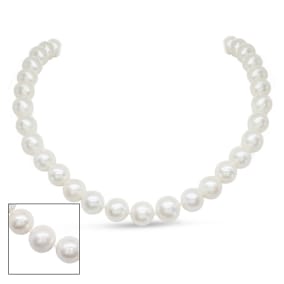 18 inch 10mm AA+ Pearl Necklace With 14K Yellow Gold Clasp
